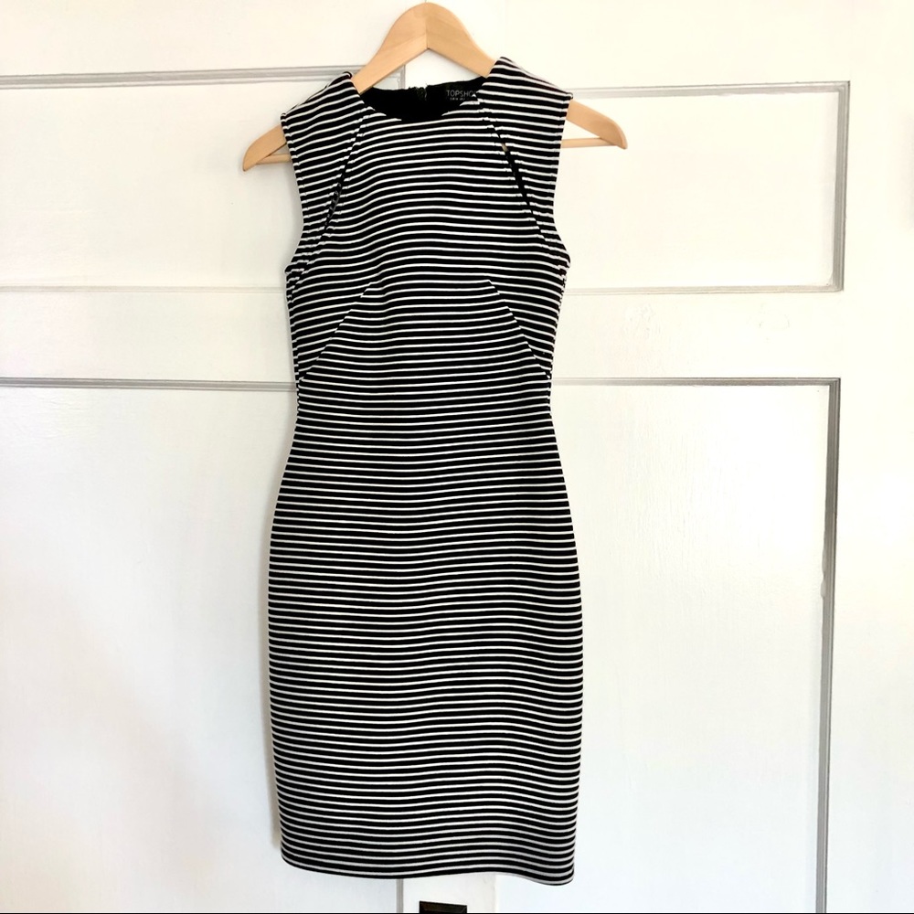 Topshop striped bodycon cutout sheath dress